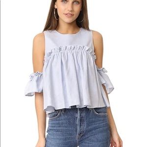 J.O.A. layered ruffle cold shoulder top